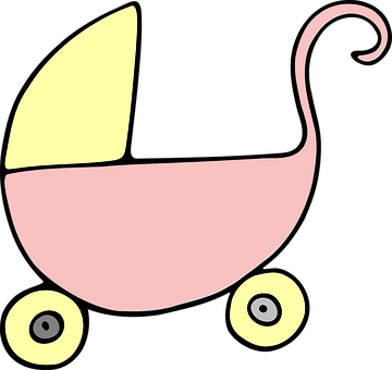 Children, Push, Cair, Baby Carriage - Baby Shower Clip Art (360x340)