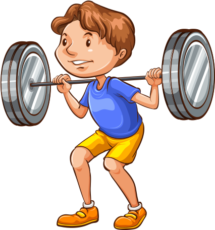 Clipart İnsan Resimleri - Boy Lifting Weights Drawing (488x490)