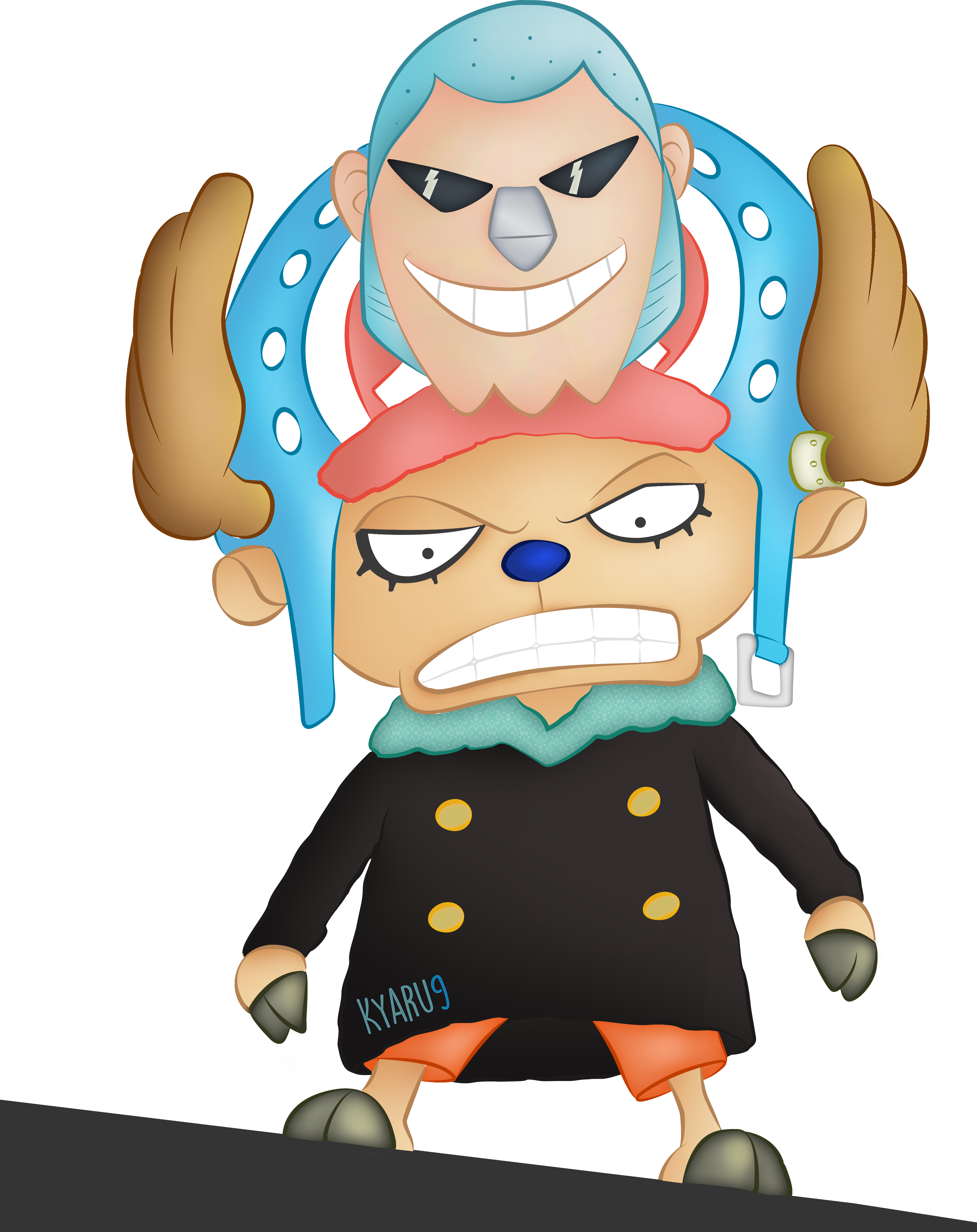 Chopper/franky Coloring {bykyaru9} One Piece By Kyaru9 - Franky (3693x4655)