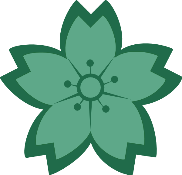 Teal Sakura - Sakura Flower Silhouette Png (600x576)