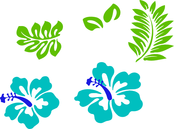 Clip Art Hawaiian Flowers (600x445)