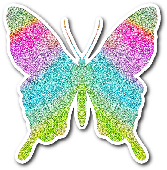 Rainbow Butterfly Vinyl Die Cut Sticker - Die Cutting (600x600)