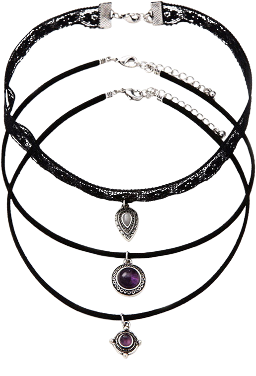 Teardrop Drawing - 3 Pcs Set Sexy Statement Chokers Necklace (600x798)