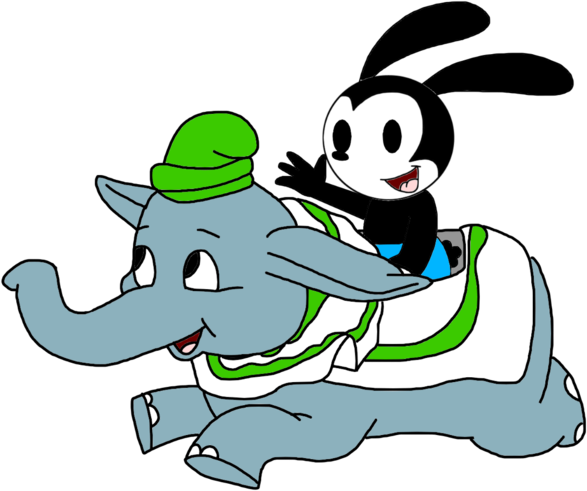 Oswald On Dumbo Ride By Marcospower1996 - Dumbo (894x894)