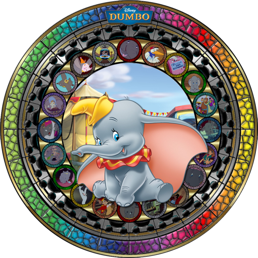 Masterpiece Dumbo Stained Glass By Maleficent84 - Kingdom Hearts Xion Stainedglass (894x894)