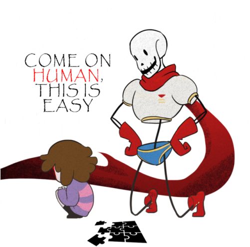 Papyrus Teaching The Kid To Love Puzzle Click On The - Cartoon (500x500)