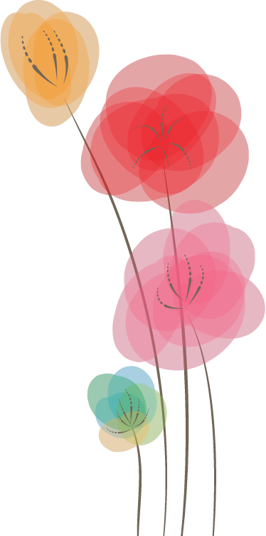 Wall Colour - Fiori Stilizzati Acquerello (374x753)