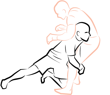 An Attacker Will Drop Down And Drive Between An Opponent's - Double Leg Takedown Clipart (393x350)