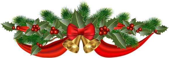 Christmas Golden Bells And Ribbon Png Clipart Image - Christmas Bells And Ribbons (600x205)