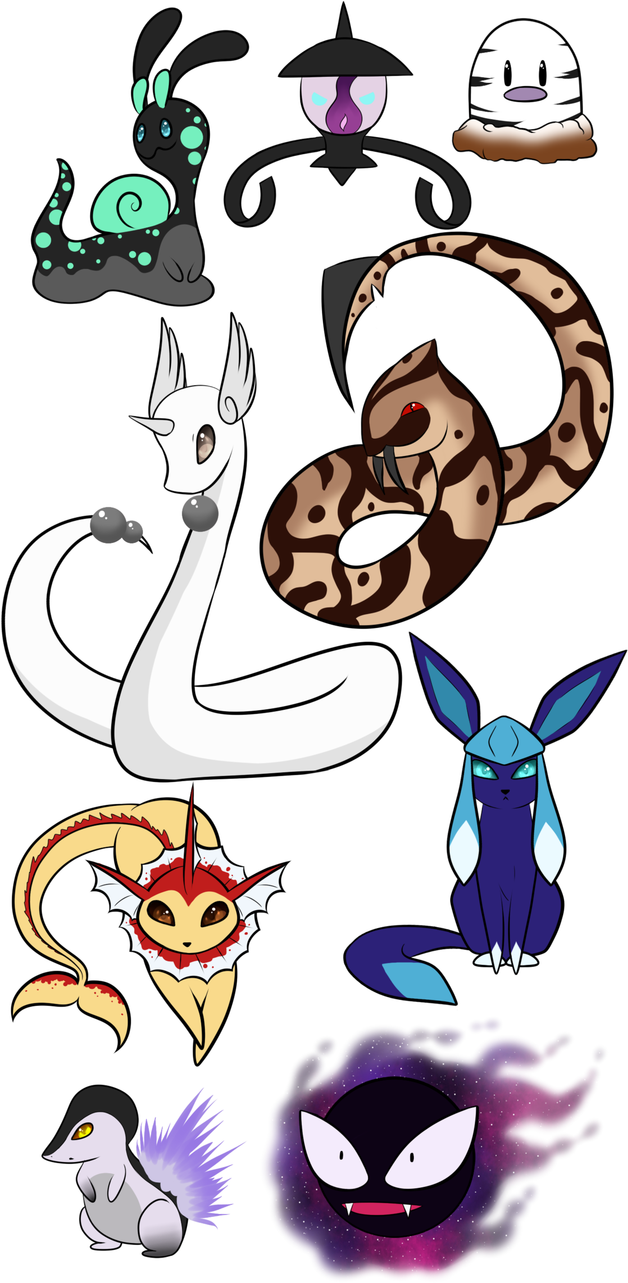 Pokemon Designs Set 5 By Marushi-dracul - Cartoon (1280x2517)
