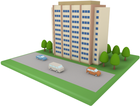 Buildings Icon Set In 3d - Condominium Clip Art (500x500)