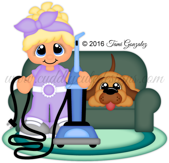 Vacuuming Cutie - Cartoon (600x600)