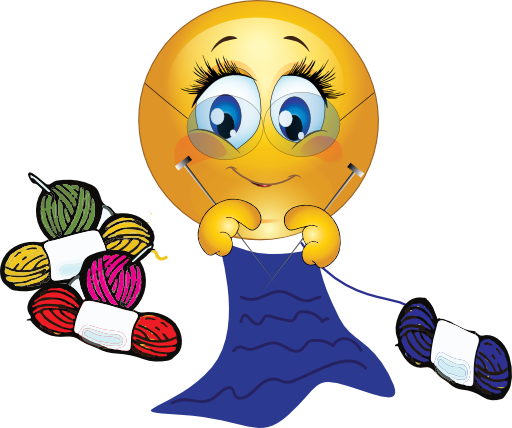 This Cute Smiley Is Getting Her Knitting On And She's - Crochet Hook Clip Art (512x428)