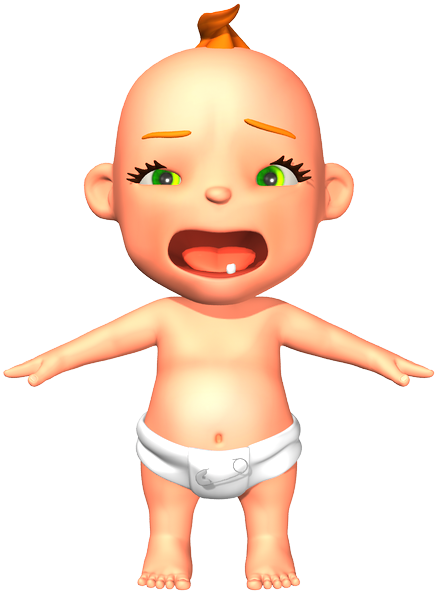 Samples With More Realistic Or More Toon Characters - Baby Cartoon 3d Png (450x600)
