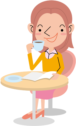 コーヒーを飲みながら読書する女性 - Cartoon (519x519)