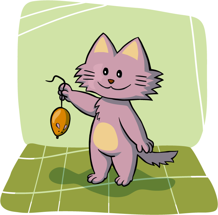 Cute Cat And Mouse Clipart - Cat Holding A Mouse (835x859)