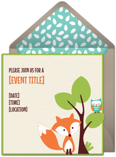 Free Fox And Owl Invitations - Illustration (650x650)