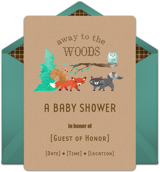 Punchbowl - Com - Online Invitations - Woodland Baby Shower Invite (650x650)