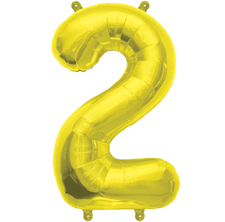 Number Balloon 2 Gold 14" - 34" Northstar Brand Packaged Number 2 - Gold - Mylar (1000x666)