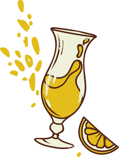 A Hurricane Glass Filled With A Drink With An Orange - Hurricane Glass (383x504)