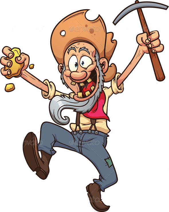 Royalty-free Gold Mining Cartoon - Gold Miner Clipart (590x737)