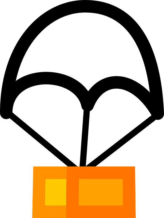 Drop, Theme, Action, Off, Deliver, Parachute - Clipart Paraschute (544x720)