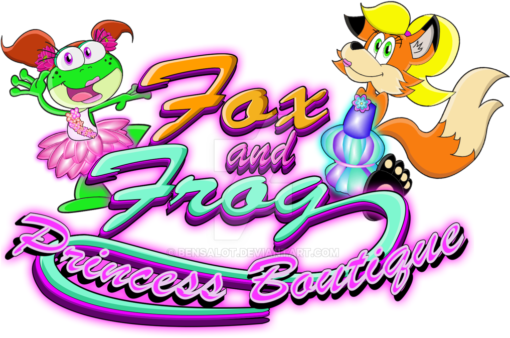Fox And Frog Princess Boutique Logo By Bensalot - Cartoon (1024x745)