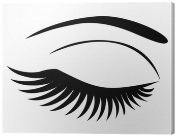 Vector Eye Closed With Long Lashes Canvas Print • Pixers® - Eyelash Extensions (400x400)
