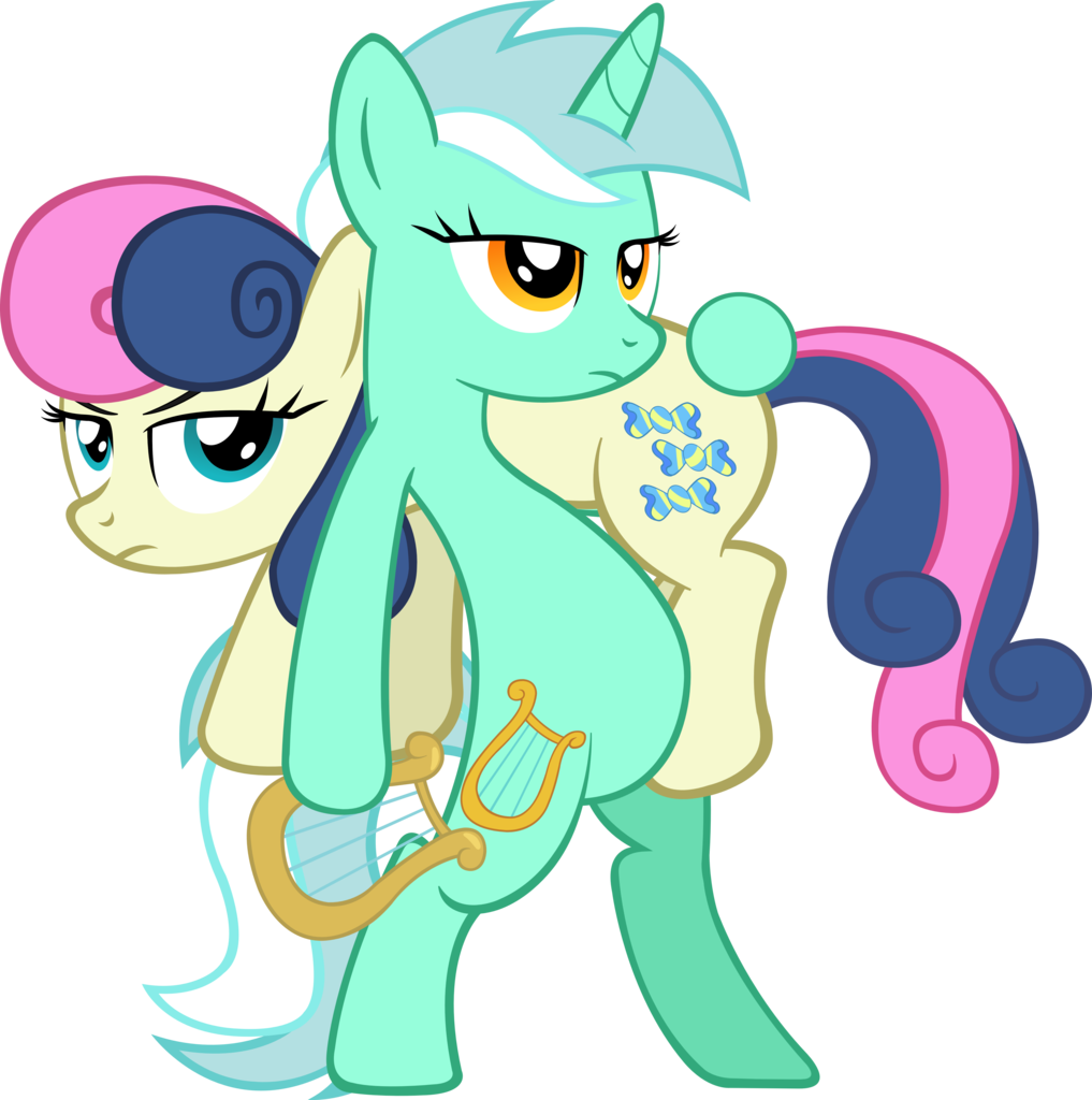 Absurd Res, Artist - Mlp Lyra And Bonbon Jump (1017x1024)