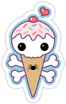 Super Cute Skull And Crossbones Ice Cream Cone Vinyl - Cartoon (375x360)