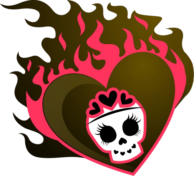 Image Result For Skull With Heart - Girly Skull Heart Earring Circle Charm (659x600)