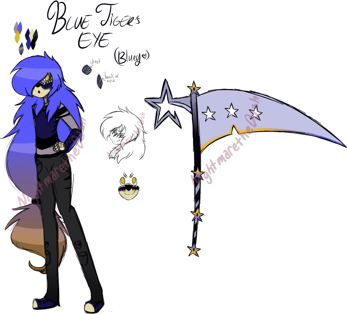 Blue Tiger's Eye [gemsona] - Cartoon (1588x1420)
