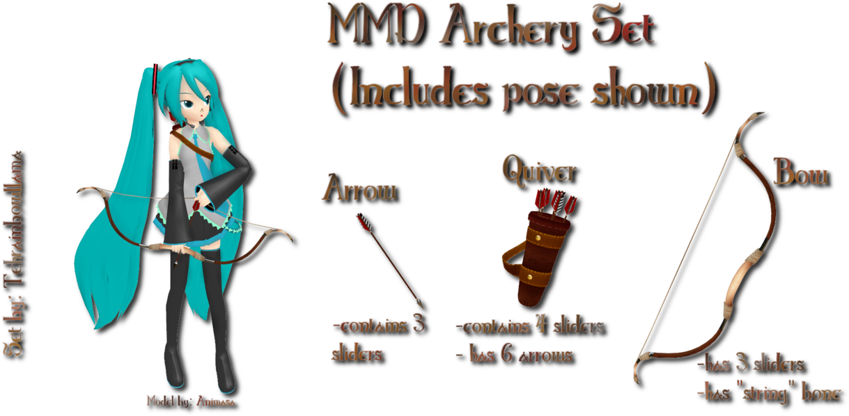 Mmd Archery Set - Mmd Bow And Arrow (1269x629)