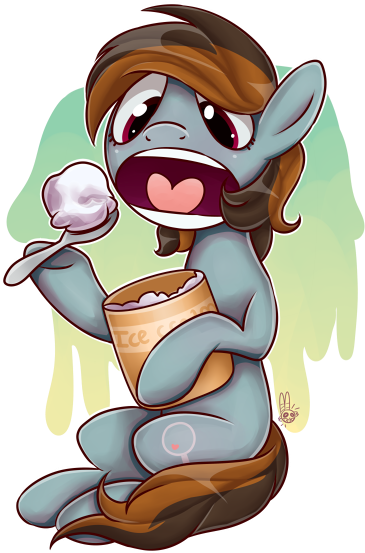 Blupolicebox, Eating, Food, Hoof Hold, Ice Cream, Oc, - Cartoon (500x600)
