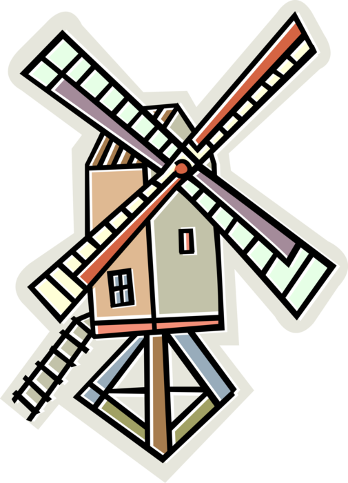 Vector Illustration Of Netherlands Dutch Windmill Convert - Vector Illustration Of Netherlands Dutch Windmill Convert (505x700)