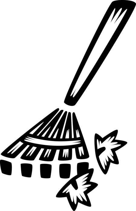 Vector Illustration Of Garden Rake For Yard Work Raking - Vector Illustration Of Garden Rake For Yard Work Raking (450x700)