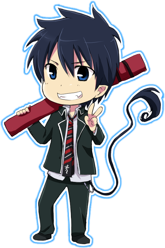 Sup Bitches Im Simon Chibi School Girl And Boy - Rin From Blue Exorcist Chibi (587x837)