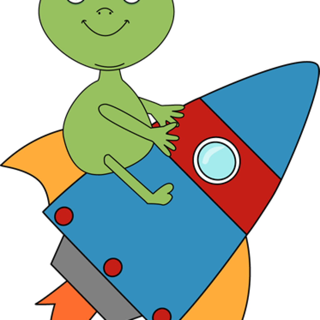 Rocket Clipart Alien Riding On A Rocket Clip Art Alien - Outer Space (1024x1024)