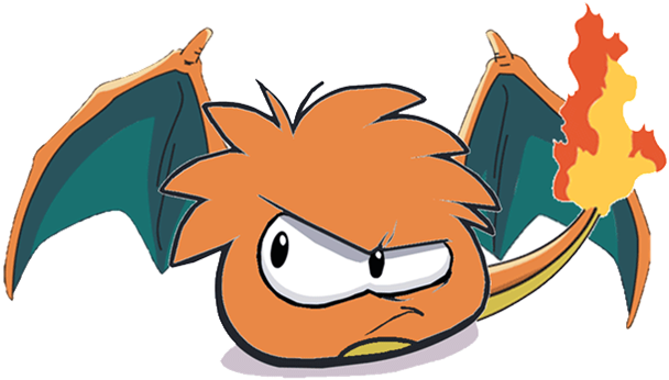 Puffle And Charizard Fusion - Club Penguin Puffles Pokemon (648x357)