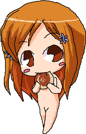 Chibi Girl With Dounut Clipart - Chibi Girl Orange Hair (351x500)