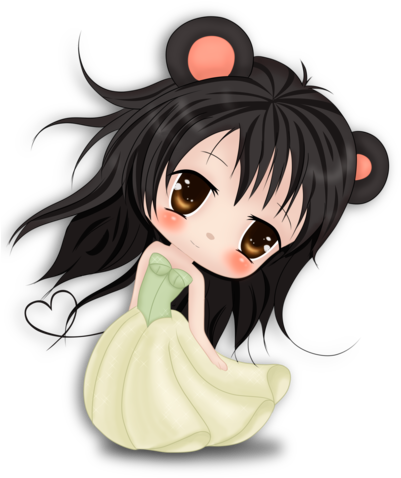 Cute Chibi School Girl - Chibi Girl With Black Hair (400x494)