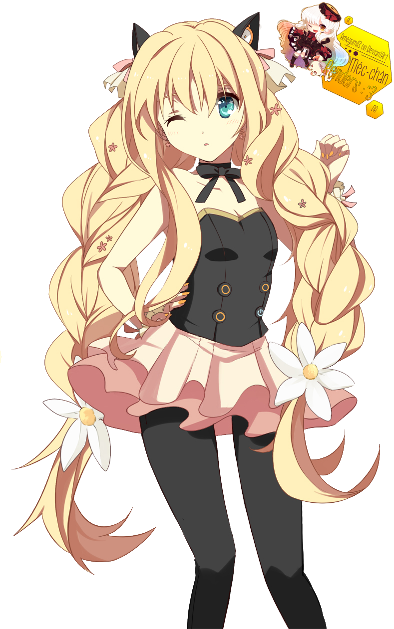Manga Girl - Anime Blonde Hair Girl Render (800x1271)