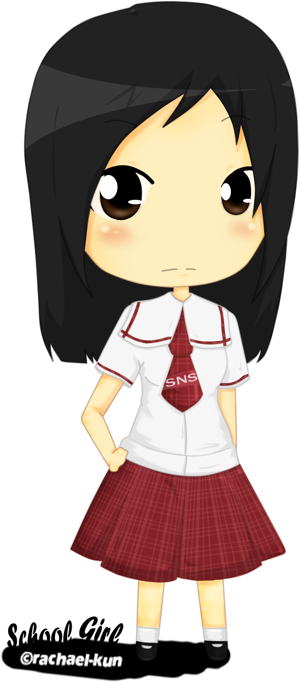 Chibi School Girl Draw - Drawing (756x1408)