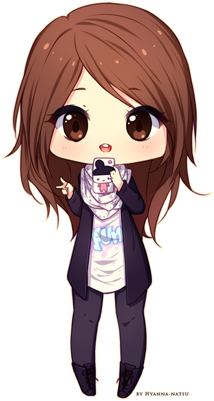 Bonequinha Tirando Foto - Niña Kawaii Chibi Png (427x800)