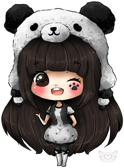 Bonequinhas Kawaii Com Fundos Transparentes, Lindas - Anime Panda Girl Chibi (432x573)