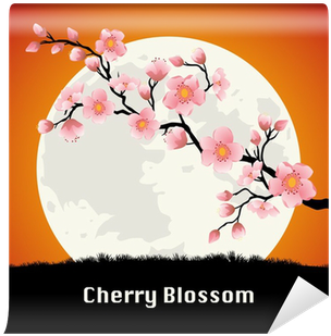 Beatiful Cherry Blossom Branch In Front Of The Moon - Cherry Blossom (400x400)