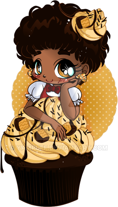 Bonequinhas Kawaii Cupcake Girl - Chibi Cupcake (400x699)