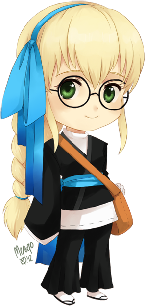 Kawaii Loira Nerd Png Fofa Chibi - Nerd Loira Desenho (414x678)