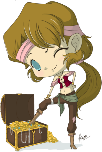 Chibi Pirate Ookamiyashachan - Cute Chibi Pirate (400x552)