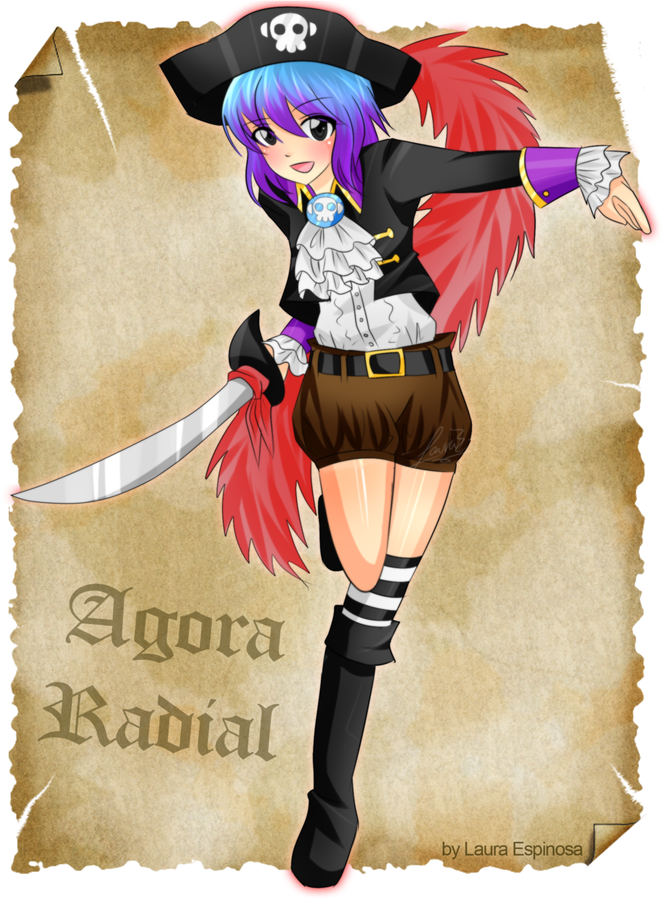 Anime Pirate Ca Source - Anime Pirate Chibi Girl (1024x1297)